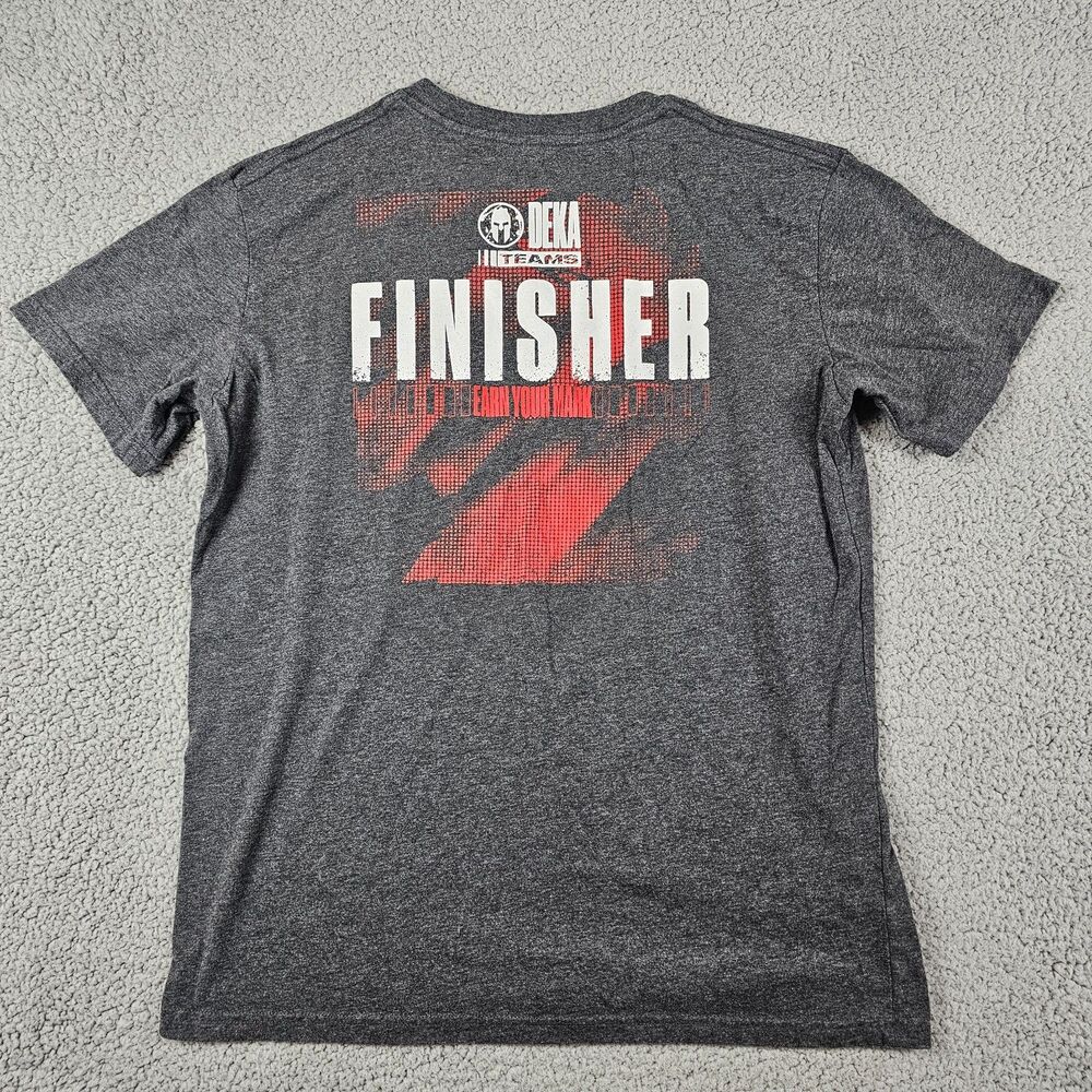 Spartan Race Deka Shirt Mens Large Gray Teams Finisher Helmet Logo Graphic Print